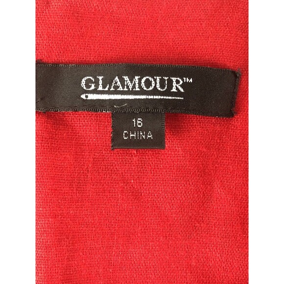 Glamour Short Bell Sleeve Crochet Embellishment Red Dress Size 18 NWT - Picture 4 of 11